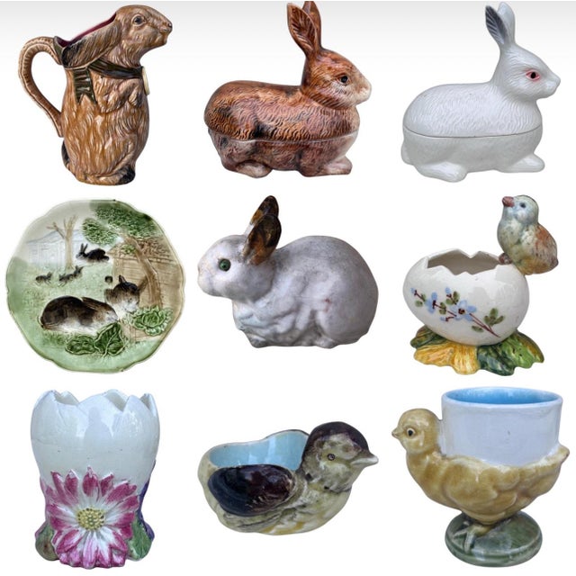 1900 - 1909 Majolica Bunnies Family Plate Choisy Le Roi, Circa 1900 For Sale - Image 5 of 7