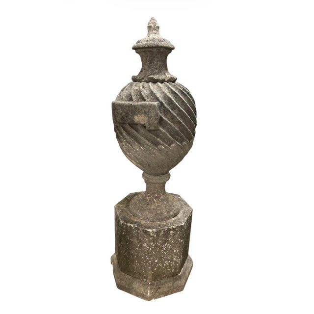 Classic Cast Stone Spiral Urn Finial For Sale In West Palm - Image 6 of 12
