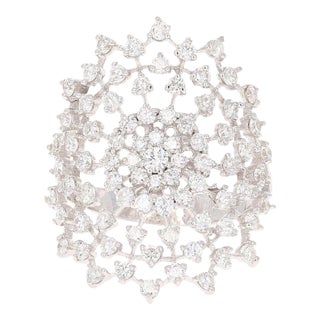 1.43 Carat Diamond 18 Karat White Gold Cocktail Ring, Size 7 For Sale