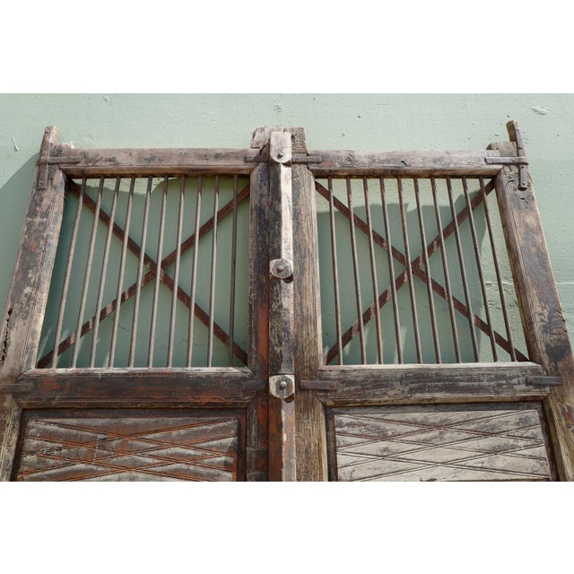 Antique Old Indian Iron X Wood Gates For Sale In Los Angeles - Image 6 of 8