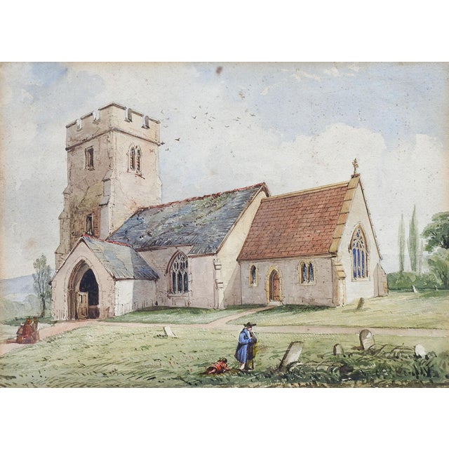 19th Century Clatworthy Church Watercolor Painting Chairish
