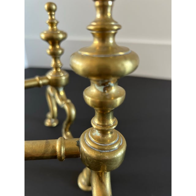 Antique Whimsical English Brass Andirons For Sale In Chicago - Image 6 of 7