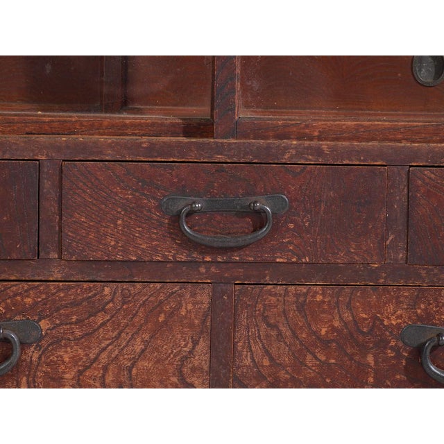 Antique Japanese Wood and Glass Display Cabinet For Sale - Image 12 of 14