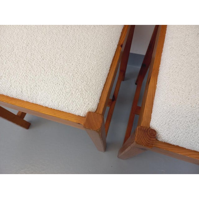 Set of Pine Chairs with Fabric Seats, 1970s For Sale - Image 3 of 18