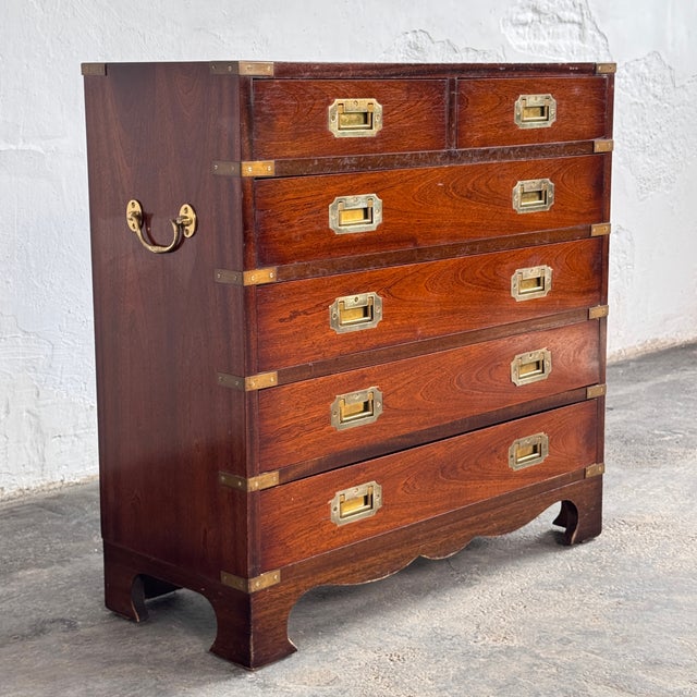 Wood British Mahogany Military Chest, Early 1900s For Sale - Image 7 of 15