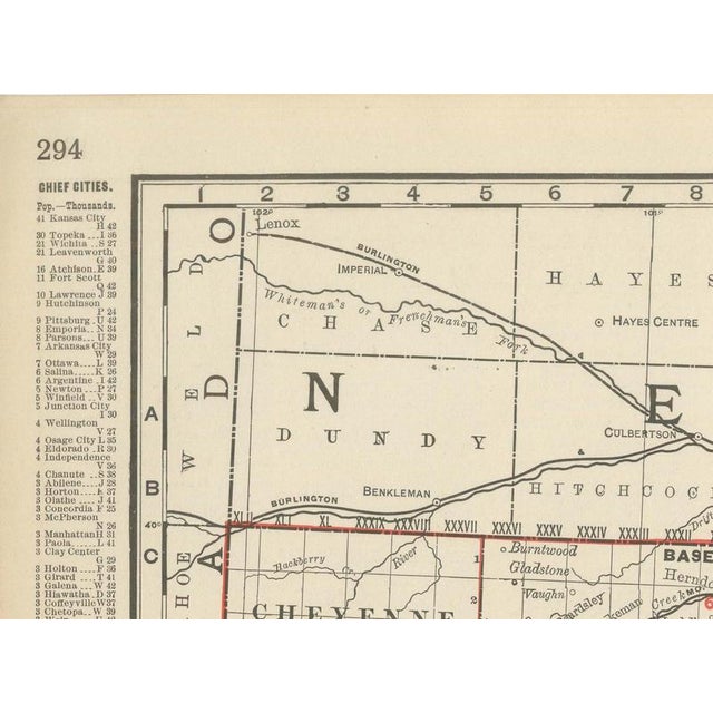 Antique Map of Kansas The Sunflower State by Ran McNally, 1899 For Sale - Image 6 of 12