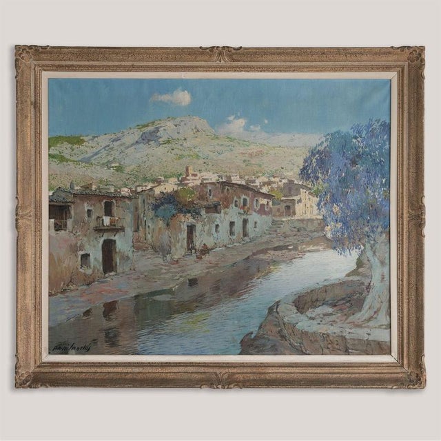 Francisco Payà Sanchís, Mediterranean Riverside Village Landscape, Oil Painting For Sale - Image 3 of 8