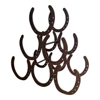 Vintage Horseshoe Wine Rack For Sale