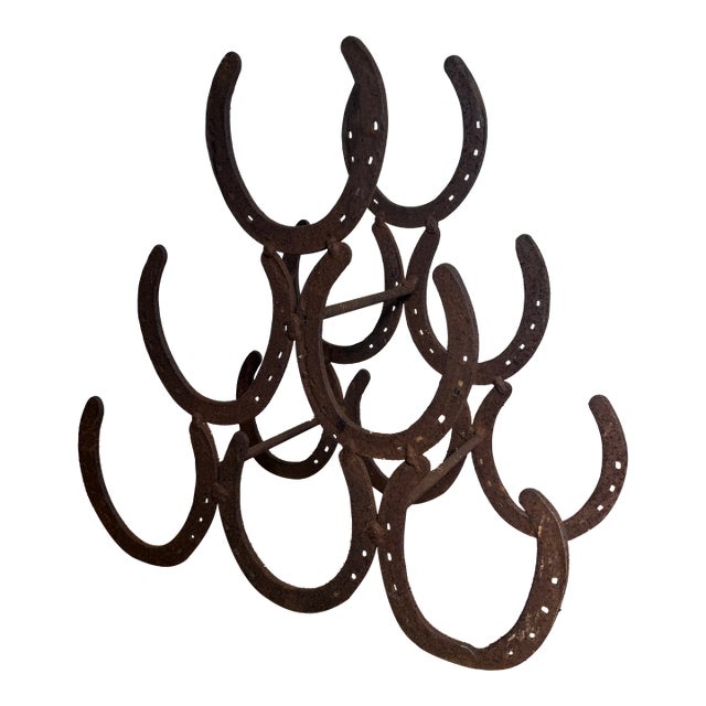 Vintage Horseshoe Wine Rack For Sale