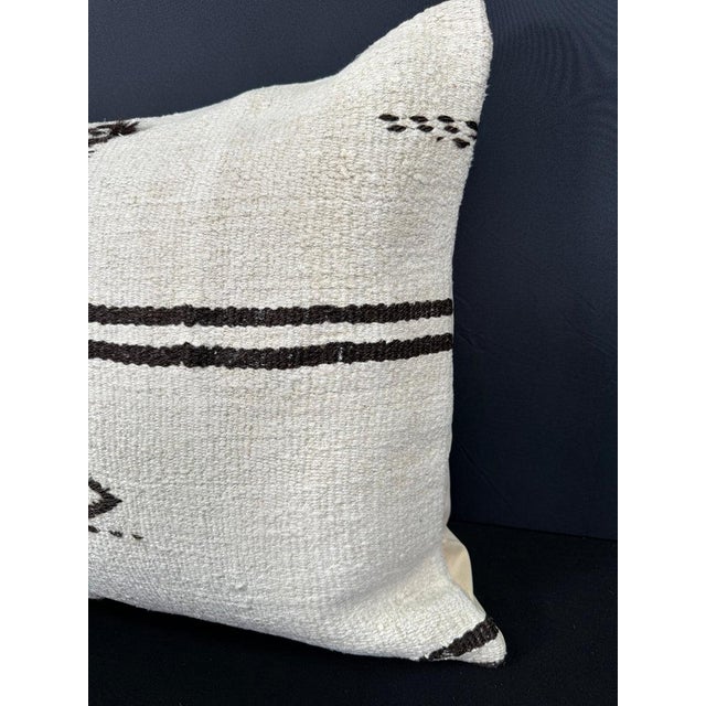Contemporary Turkish Hemp Pillow Cushion Natural Beige Black Pillow Cushion Cover 20"x20" For Sale - Image 3 of 4