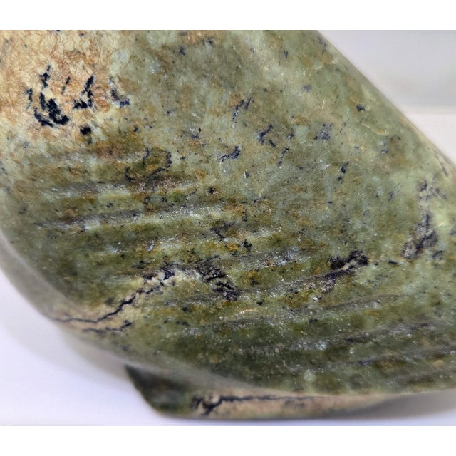 Stone Mid-Century Inuit Soapstone Bird Sculpture, Hand-Carved & Signed in Syllabics For Sale - Image 7 of 9