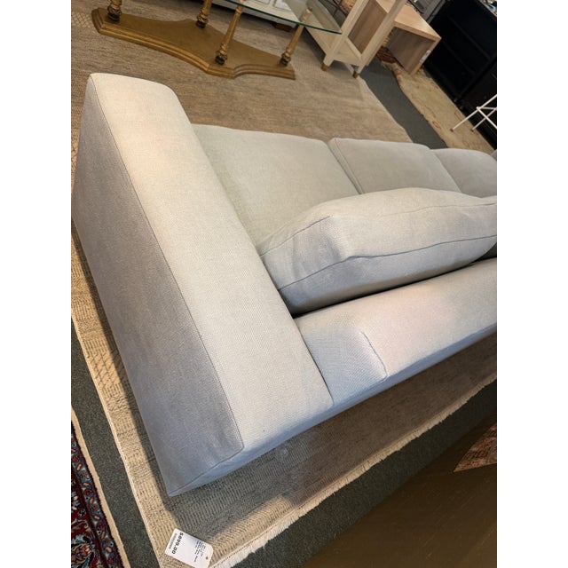 Contemporary Light Blue Linen Sofa For Sale - Image 12 of 12