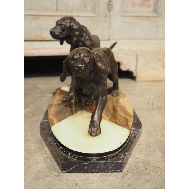 A French 1930s Hunting Dog Group on Marble Base For Sale - Image 13 of 18