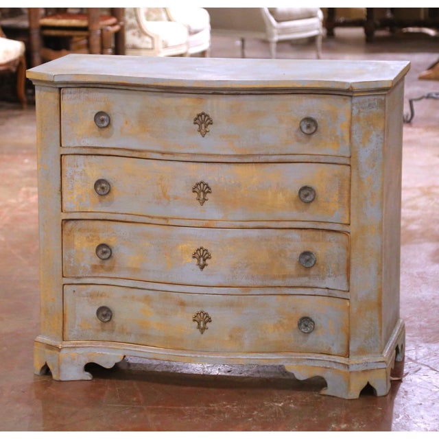 French Pair of Late 20th Century French Louis Philippe Style Painted Commodes Chests For Sale - Image 3 of 11