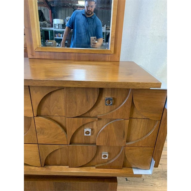 Mid-Century Modern Mosaic Brutalist Modern Mid Century Walnut Dresser by Tobago For Sale - Image 3 of 7