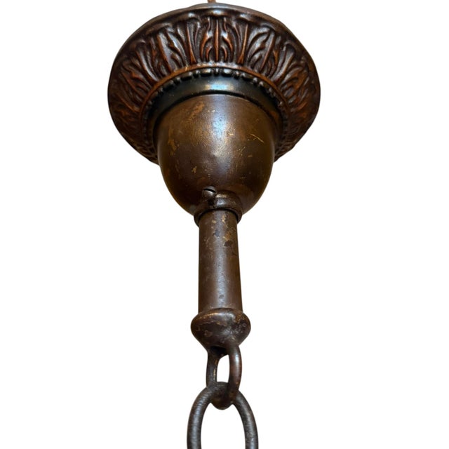 Vintage French Wrought Iron Chandelier With Forged Flowers For Sale - Image 4 of 13