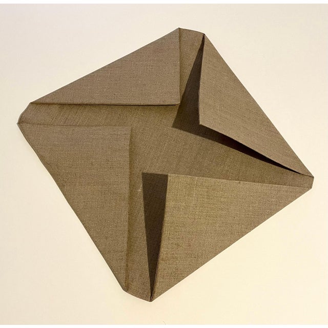 Khaki Sébastien de Ganay 1, Large Sebastien de Ganay Folded Linen Abstract Minimalist Sculpture Fabric Wire, 2016 For Sale - Image 8 of 10