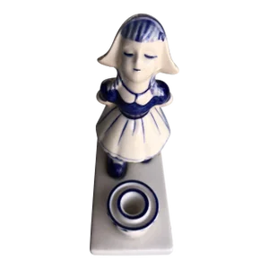 Vintage Delft Little Dutch Girl Figurine & Candle Holder