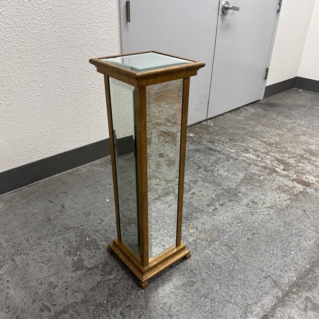Vintage Metal + Mirrored Column Pedestal For Sale In San Francisco - Image 6 of 12