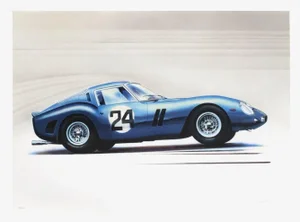 1990s Jean Hirlimann Blue Ferrari 250 GTO Lithograph