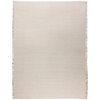 Contemporary Flat-Weave Wool Rug in Solid Beige and Gray by Doris Leslie Blau For Sale
