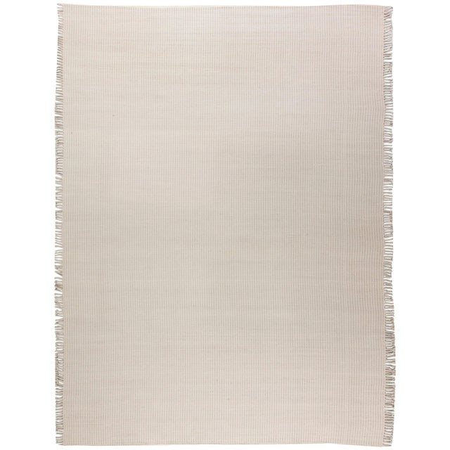Contemporary Flat-Weave Wool Rug in Solid Beige and Gray by Doris Leslie Blau For Sale