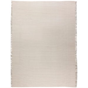 Contemporary Flat-Weave Wool Rug in Solid Beige and Gray by Doris Leslie Blau