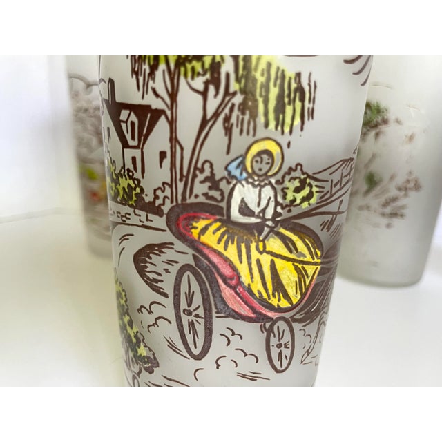 Glass 1950's Currier and Ives Tumbler Glasses - Set of 6 For Sale - Image 7 of 8