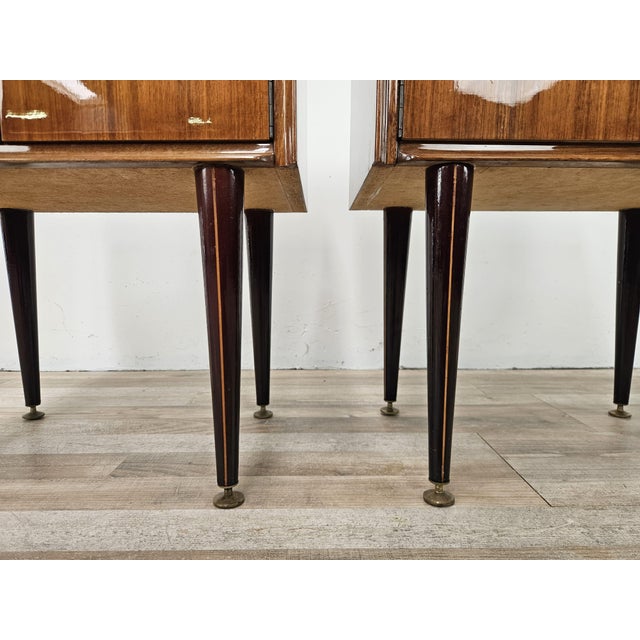 Vintage Walnut Clad Nightstands with Glass Tops, 1960s, Set of 2 For Sale - Image 18 of 18
