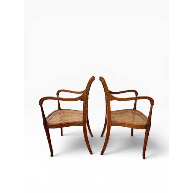 1930s Mid Century English Style Regency Arm Chairs (A Pair) For Sale In Boston - Image 6 of 13