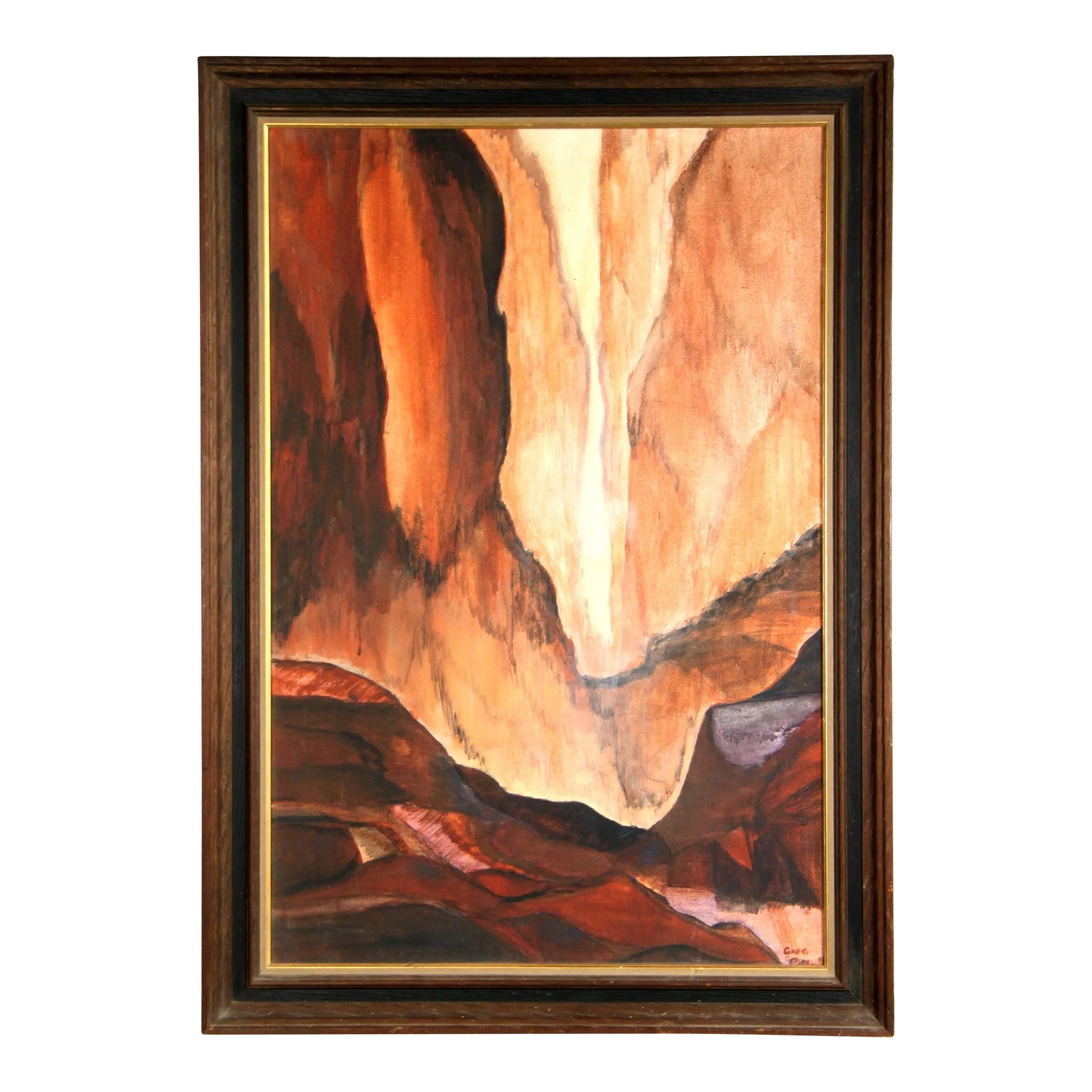 Vintage 1970's Red Rock Canyon Acrylic on Canvas Painting