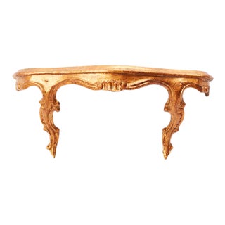 Italian 1960s Petite Rococo Style Giltwood Wall Shelf For Sale