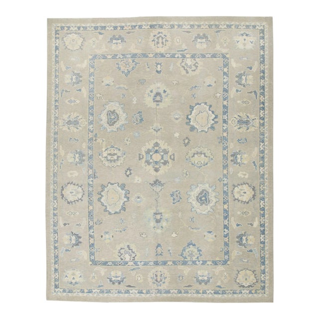 Modern Turkish Oushak Rug 9'2" x 11'6" For Sale