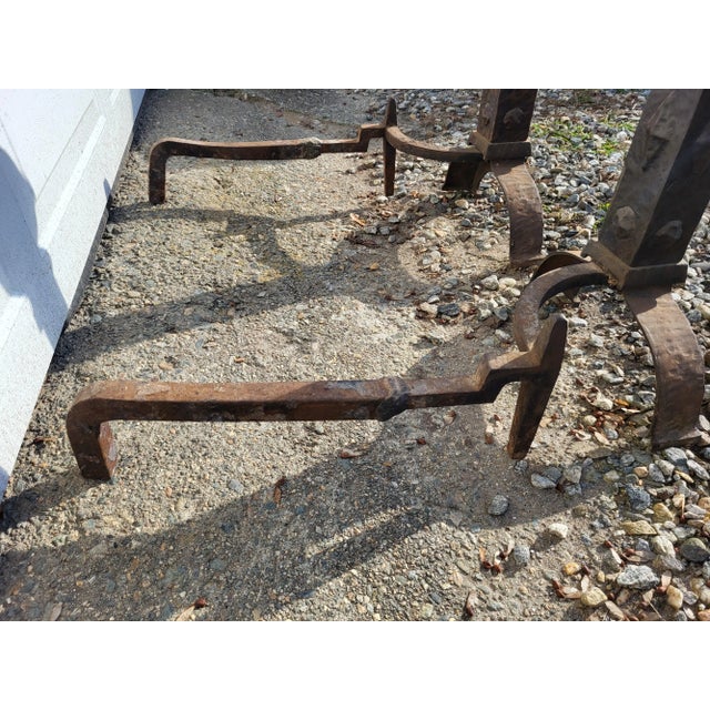 Late 19th Century Mission Style Andirons - Set of 2 For Sale - Image 4 of 12