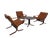 Mid-Century Siesta Table & Leather Chairs by Ingmar Relling for Westnofa, 1960s, Set of 4 For Sale