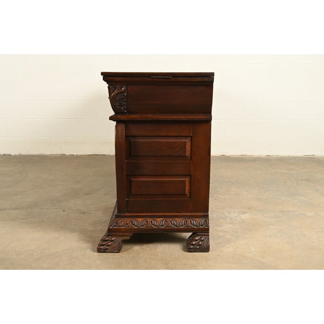 R. J. Horner Style Antique Victorian Renaissance Revival Carved Oak Sideboard Credenza or Bar Cabinet, Circa 1890s For Sale - Image 10 of 12