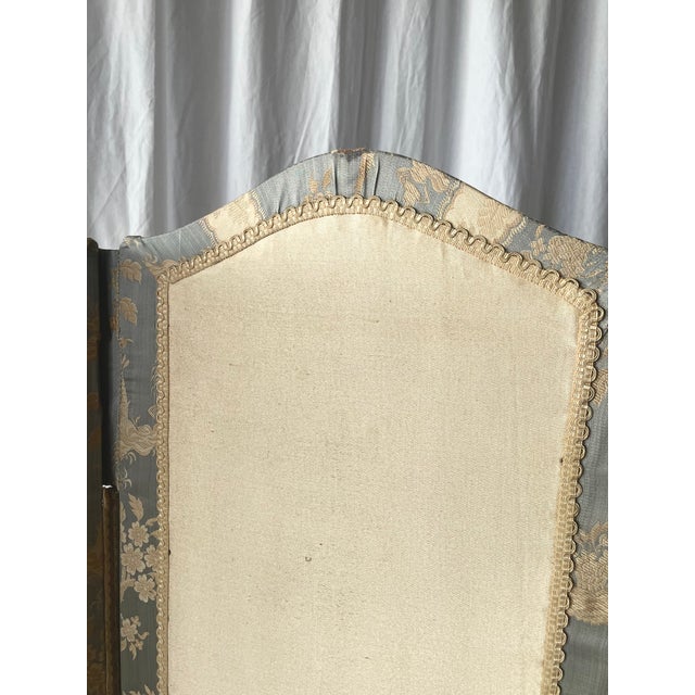 Vintage Screen in Damask Silk, 1920s For Sale - Image 4 of 18