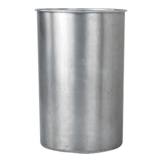 Vintage Mid Century Industrial Duk-It Buffalo New York Aluminum Waste Paper Basket For Sale