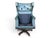 Wood 1960s English Traditional Distressed Green Leather Wingback Executive Swivel Chair For Sale - Image 7 of 12