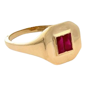 Vr Jewels Unisex Ruby Signet Ring Crafted in 14k Solid Yellow Gold Size 7