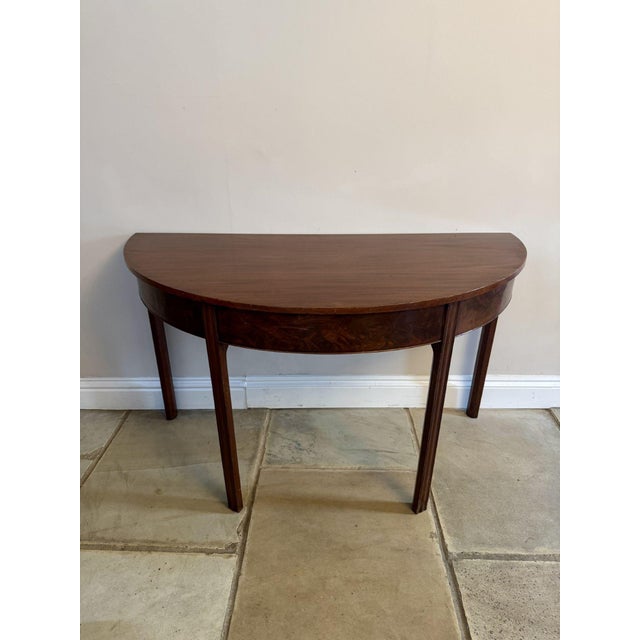 George III Mahogany Demi Lune Console Tables, 1800s, Set of 2 For Sale - Image 3 of 8