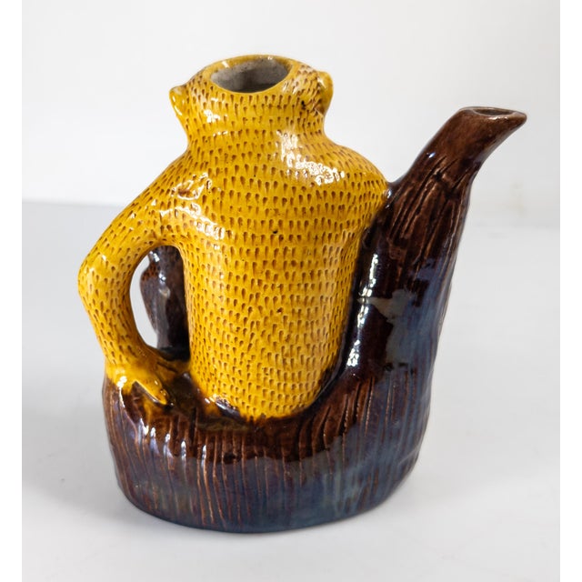 20th Century Chinese Yellow and Brown Monkey Teapot For Sale - Image 4 of 9