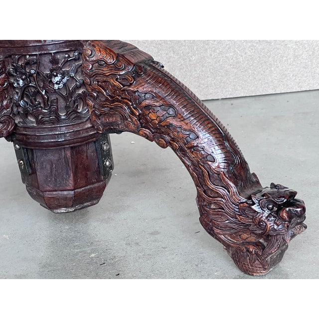 Brown Finely Carved British Colonial 19th Century Round Tiltable Table For Sale - Image 8 of 10