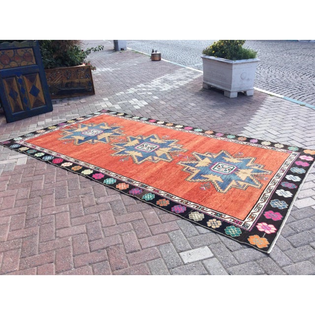 Red Hand Knotted Vintage Turkish Area Rug - 69" X 128" For Sale In Raleigh - Image 6 of 13