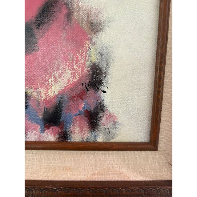 Wood Vintage Koros Original Oil Painting “Portrait of a Child” Big Eye Waif Art, Framed For Sale - Image 7 of 12