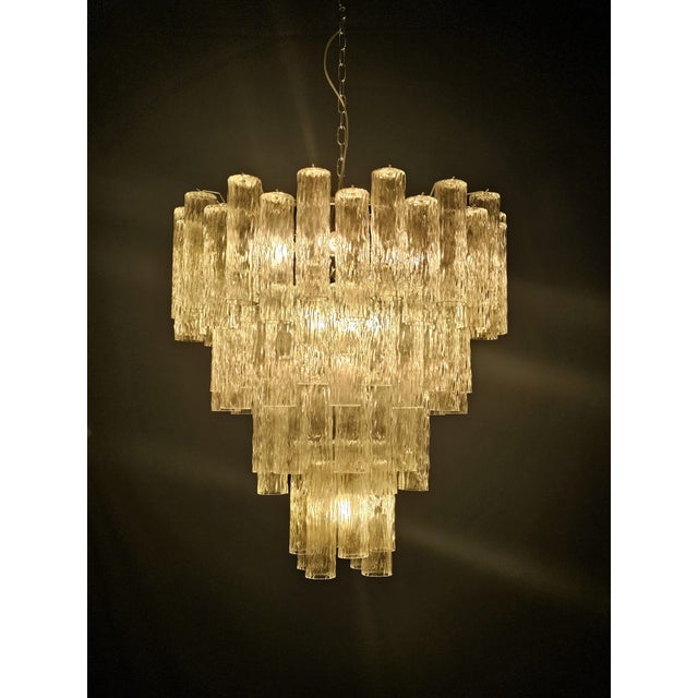 Vintage Murano Glass Cylindrical Tubes Chandelier in the style of Barovier, Venice, Italy, 2007 For Sale - Image 11 of 18