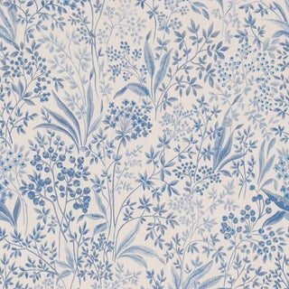 Sample - Boråstapeter Nocturne Fabric In Blue And White For Sale