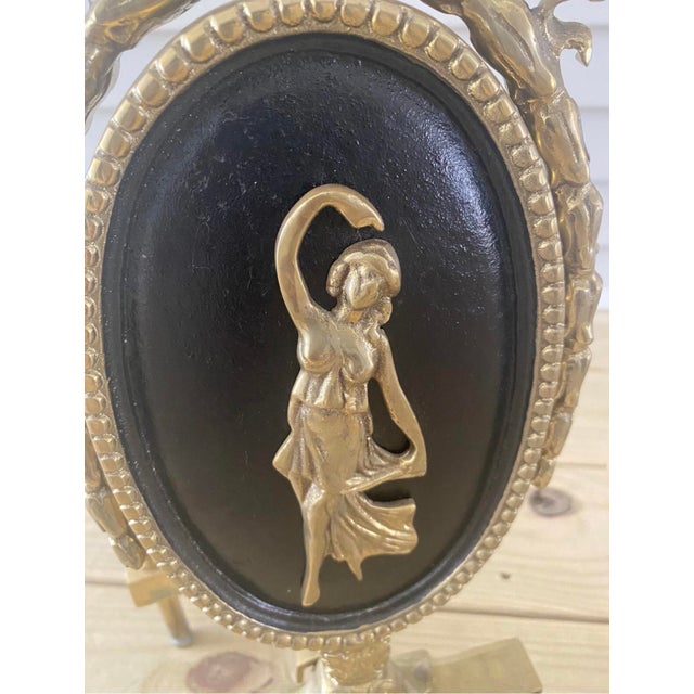 1960s Vintage Victorian Brass Fire Dogs Lady Posing Design Fire Place Decor For Sale - Image 5 of 7