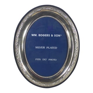 Vintage 5”x7” Silver Plated Picture Oval Photo Frame With Black Velvet Back, Table Top Photograph Frame, Old Patina Ornate Detail For Sale