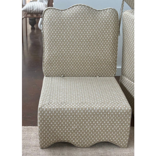 Transitional Scalloped Slipper Chairs - A Pair For Sale - Image 10 of 12